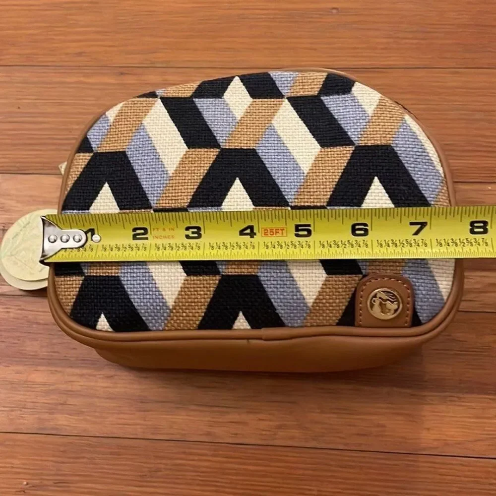 NWT Spartina 449 Linen & Leather Cosmetic Bag